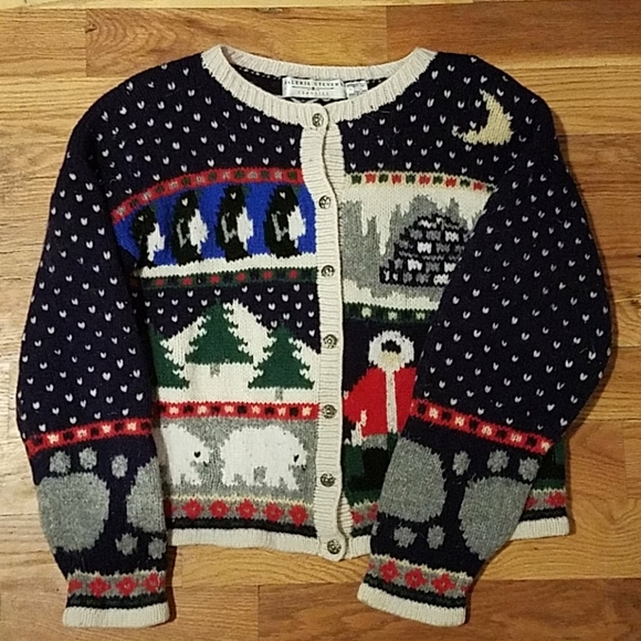 Valerie Stevens Sweaters - Vtg valerie stevens wool christmas sweater button down